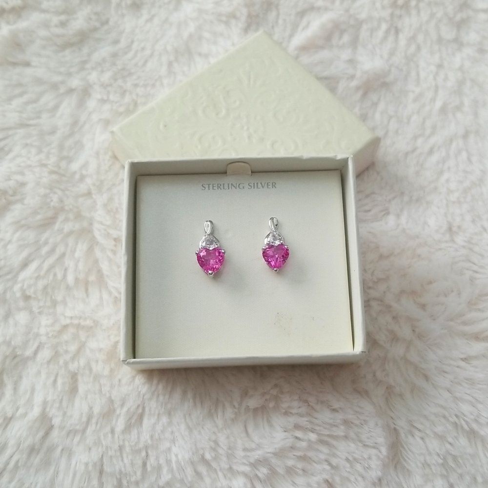 Pink saphire sterling earrings